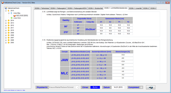 Half-Yearly Check on TrueBeam - Tab 5