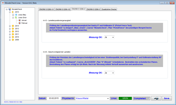 Monthly Check on TrueBeam - Tab 3