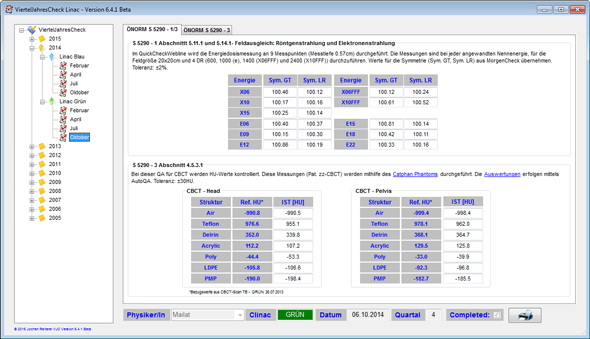 Quarterly Check on TrueBeam - Tab 1