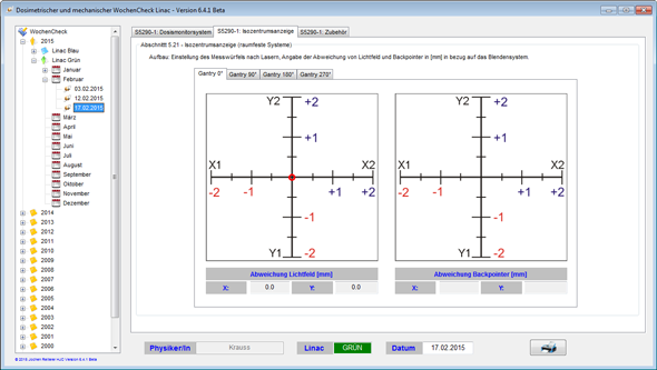 Weekly Check on TrueBeam - Deviation of Isocenter Display (CAX)