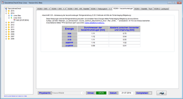 Yearly Check on TrueBeam - Tab 5