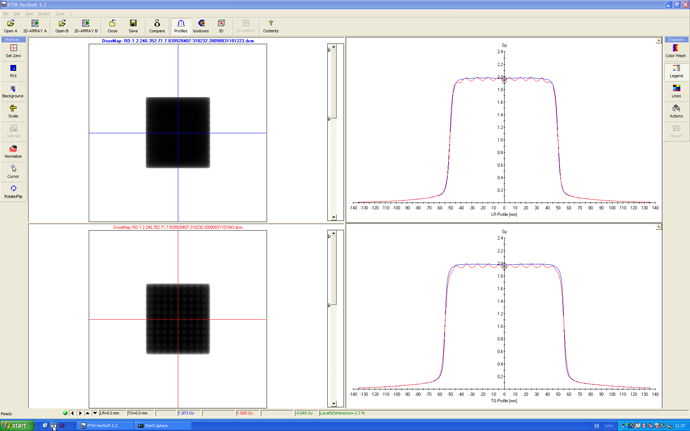 VeriSoft 3.2 grid 1.0 mm (A) versus grid 2.5 mm (B)