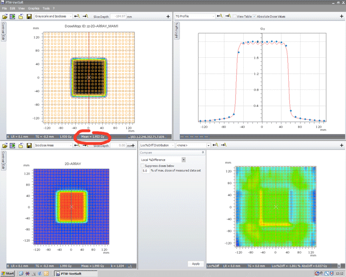 VeriSoft 4.0 evaluating reference field with grid 2.5 mm