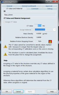 Titanium density after default material assignment