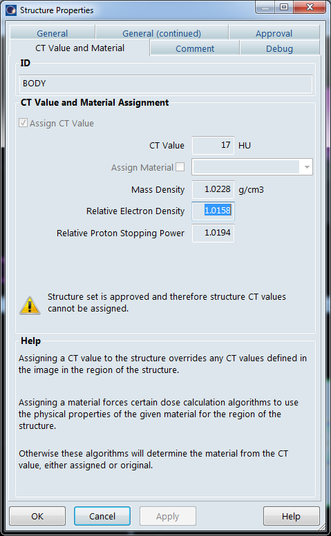 Properties of BODY in AAA structure set