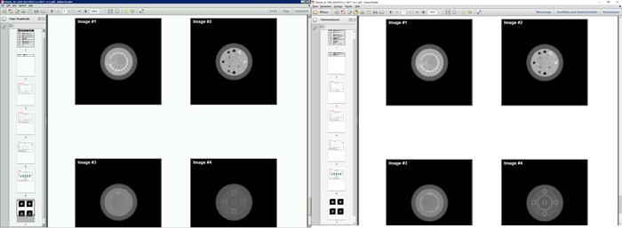 Side-by-side comparison of test results