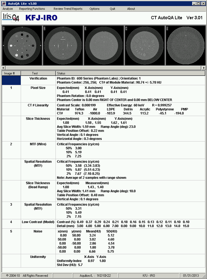 Sample evaluation QALite Toshiba