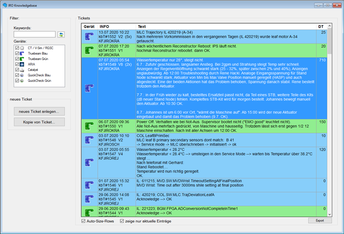 Knowledgebase main screen