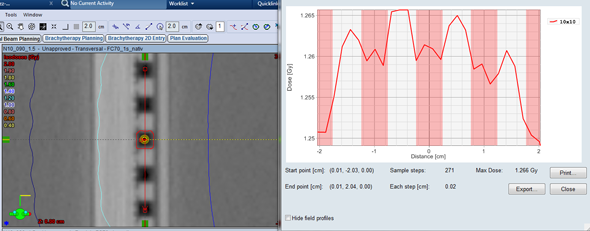 Cross profile AAA calculation, 1.5mm grid